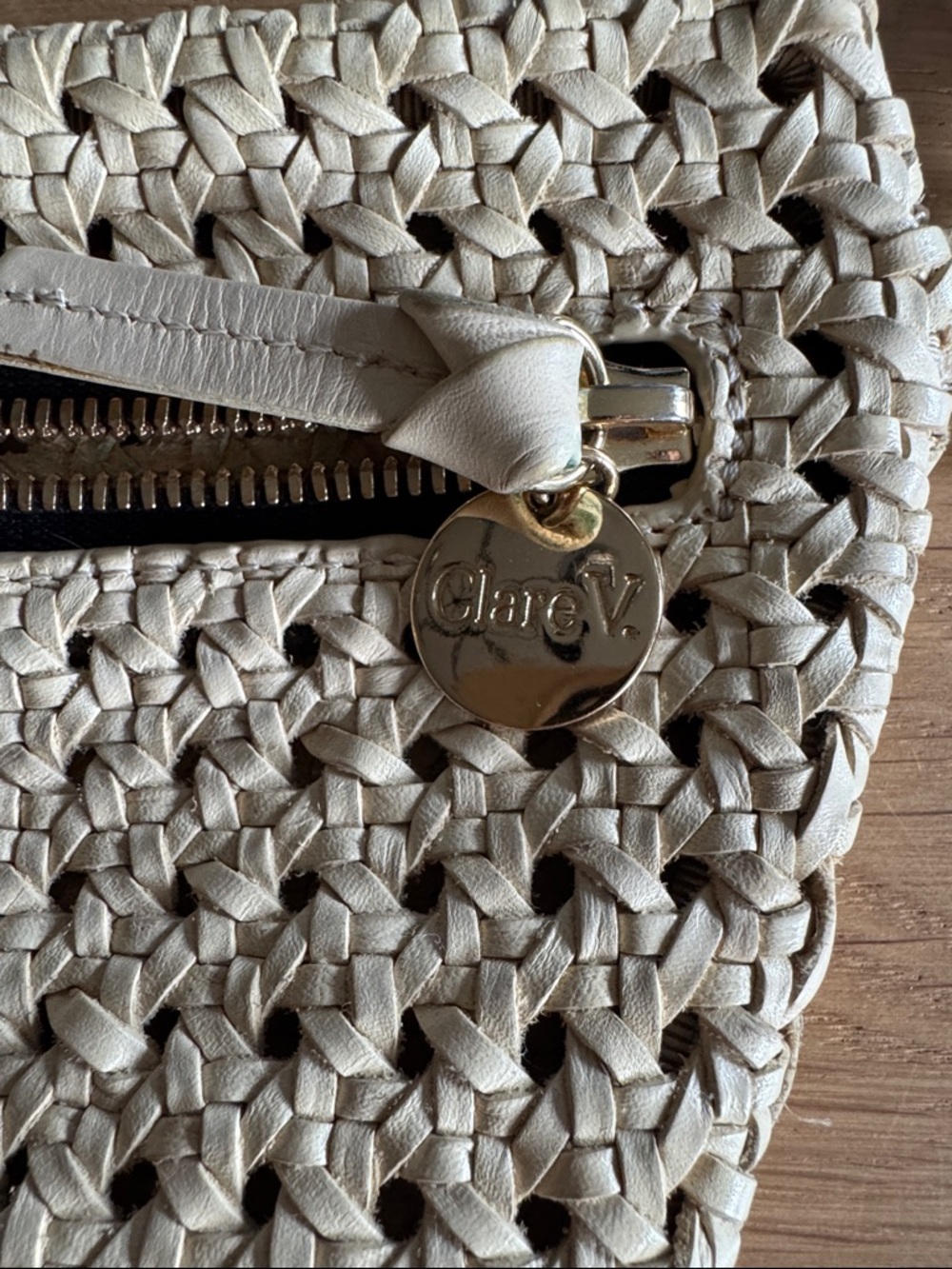 Woven Cream Crossbody/Fanny Bag with Front Zip and Adjustable Strap - Picture 2 of 5